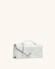 Celeste Envelope Top Handle Bag - Silver Lizard Texture