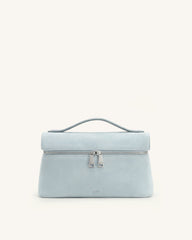 Thea Faux Suede Top Handle Bag - Light Blue