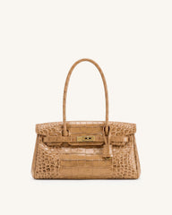 Yara Shoulder Bag - Light Khaki Brown Croc