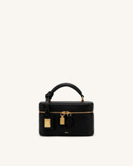 Cleo Box Shape Top Handle Bag - Ink Black