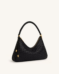 Lorena Woven Shoulder Bag - Black