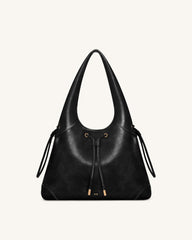 Celandra Drawstring Hobo Bag - Black