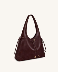Celandra Drawstring Hobo Bag - Deep Burgundy