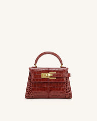 Elise Top Handle Bag - Burgundy Croc