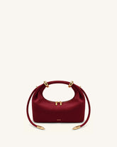 Ellie Faux Suede Metal Ring Embellished Top Handle Bag - Burgundy