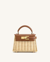 Elise Natural Rattan Weaving Handbag - Brown Rattan