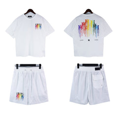 Amiri Fashion T-shirt And Shorts Suit