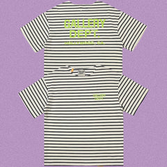 Gallery Dept. Striped Hollywood Logo Short Sleeve T-Shirt - Grey/White