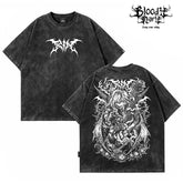 Dark style worn short sleeved T-shirts for men and women anime Abi cartoon printing loose street retro rock top