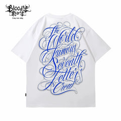 American street Chicano floral font short sleeved loose cotton heavyweight niche hip-hop tattoo artist trendy T-shirt