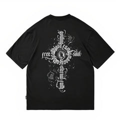 Trendy cross, floral characters, hip-hop, American West Coast prayer hand T-shirt, street dance tattoo artist, gang heavyweight