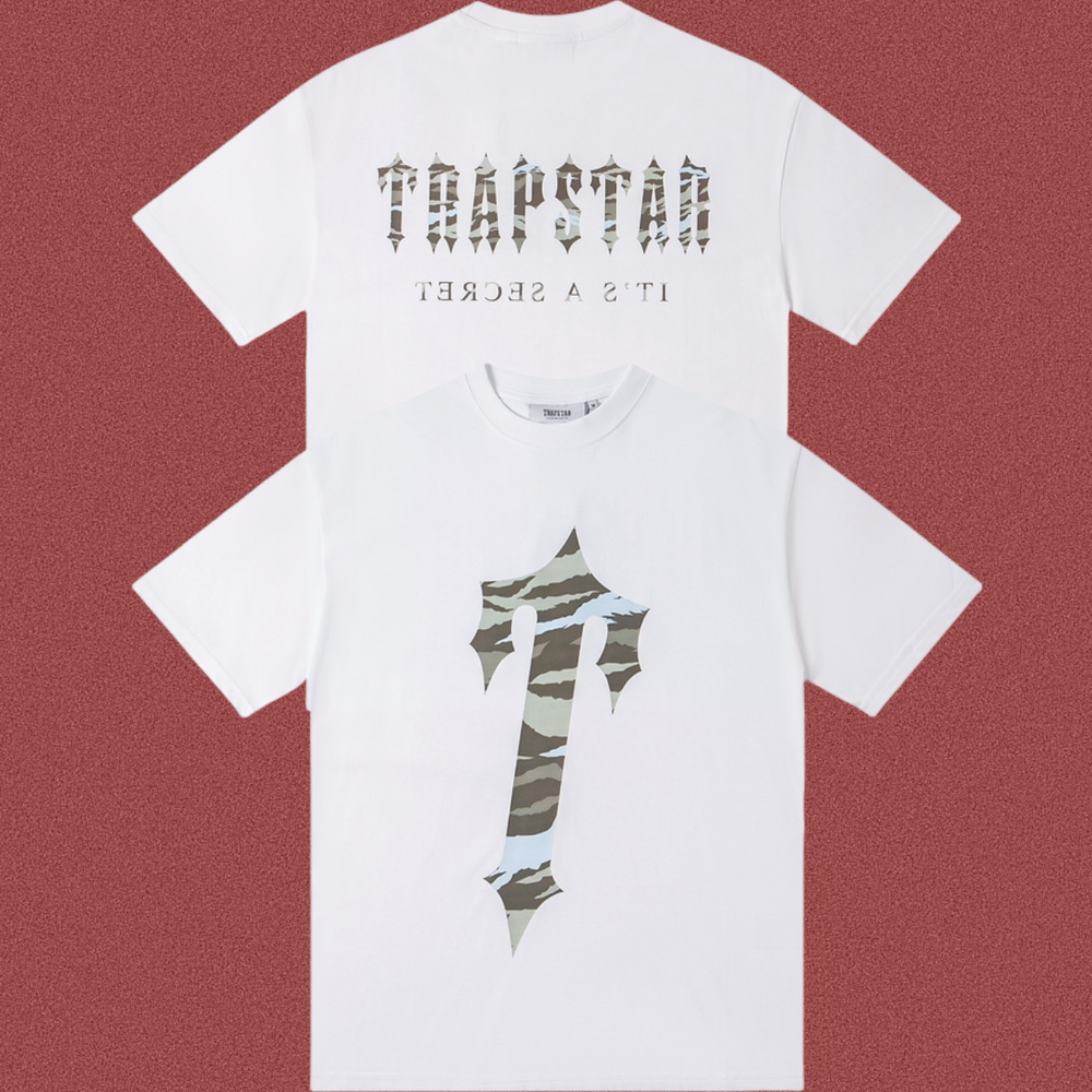 Trapstar Camo Fill Gothic Logo & Arch Tee - White