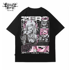Original trendy brand American street flower font short sleeved men's and women's loose cotton tattoo artist niche hip-hop T-shirt dark