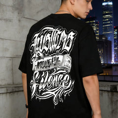 American Street Retro USD Banknote Flower Font Loose Cotton Heavy Weight Niche Hip Hop Tattoo Artist Trendy Brand T-shirt