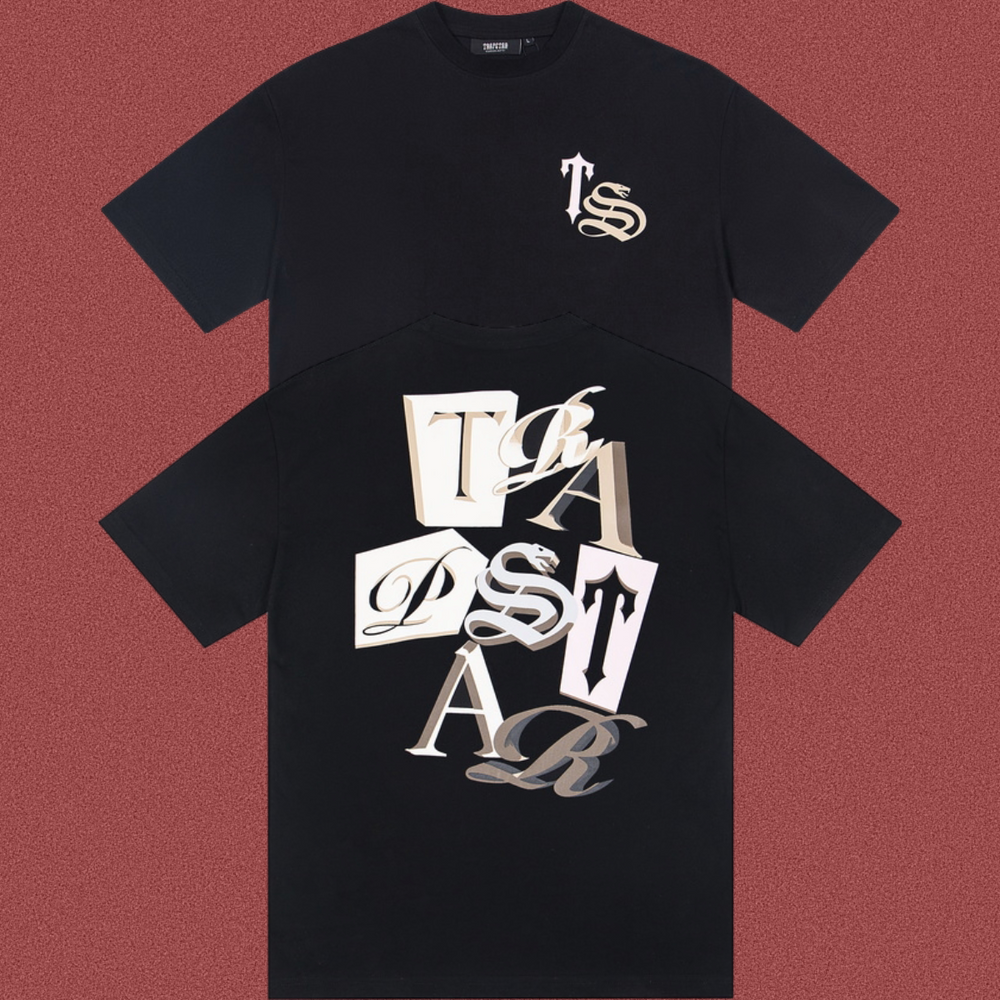 Trapstar Collage Card Alphabet Graphic Tee - Black