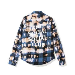 Anti Social Social Club Bleached Plaid Flannel Shirt - Blue/Black