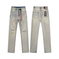 Ksubi Earth & Shark Graphic Print Denim - Light Blue