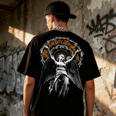 American retro floral font Chicano short sleeved loose cotton heavyweight niche hip-hop tattoo artist trendy T-shirt