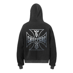 West Coast Choppers Metallic Iron Cross Hoodie - Black