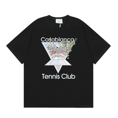 Casablanca Tennis Club Triangle Graphic T-Shirt - Black