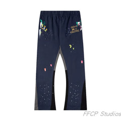 Gallery Dept. "DEPT. de la GALERIE" Paint Splatter Contrast Panel Sweatpants - Navy Blue