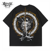 American street retro floral characters Chicano loose cotton heavyweight niche hip-hop tattoo artist trendy T-shirt