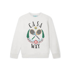 Casablanca Casa Way Tennis Racquet Graphic Sweatshirt - White