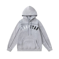 Trapstar Style Autumn/Winter Split-Color Arch Logo Hoodie - Heather Grey/Black