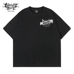 American Street Retro USD Banknote Flower Font Loose Cotton Heavy Weight Niche Hip Hop Tattoo Artist Trendy Brand T-shirt