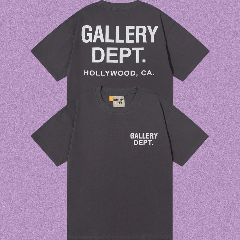 Gallery Dept. Hollywood Logo Short Sleeve T-Shirt - Dark Grey/White
