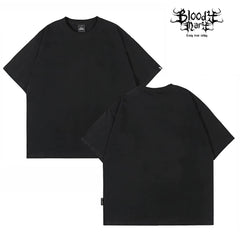 Solid color trendy brand loose T black short sleeved T-shirt for men, versatile, breathable and comfortable, drop shoulder sleeve top, heavyweight pure cotton 280G
