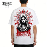 American street retro floral font short sleeved loose cotton heavyweight niche hip-hop tattoo artist trendy T-shirt