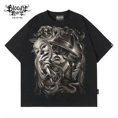 Original American street retro Chicano West Coast pure cotton heavyweight niche hip-hop tattoo artist trendy T-shirt print