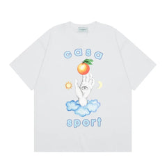 Casablanca Sport Hand & Orange Graphic T-Shirt - White