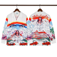 Casablanca Angelic Portrait & Villa Silk-Style Shirt - Multi