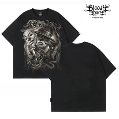 Original American street retro Chicano West Coast pure cotton heavyweight niche hip-hop tattoo artist trendy T-shirt print