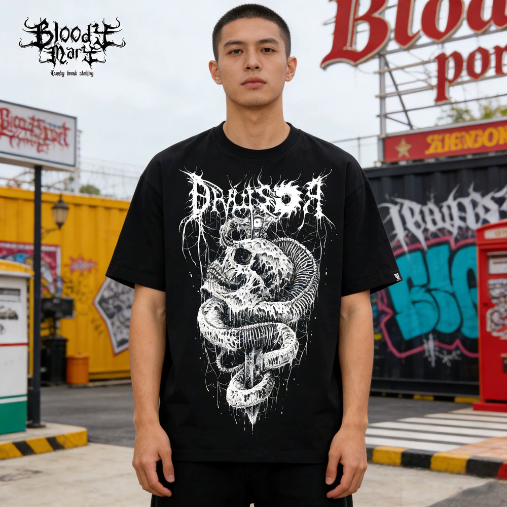 Original American street flower font retro loose niche hip-hop pure cotton Chicano trendy T-shirt tattoo artist