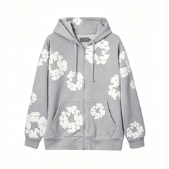 Denim Tears Cotton Wreath Full Zip-Up Hoodie - Grey