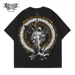 American street retro floral characters Chicano loose cotton heavyweight niche hip-hop tattoo artist trendy T-shirt