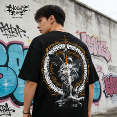 American street retro floral characters Chicano loose cotton heavyweight niche hip-hop tattoo artist trendy T-shirt