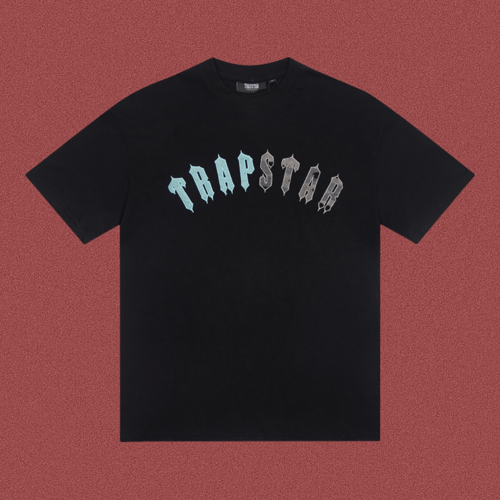 Trapstar Cyan Gradient Arch Logo Tee - Black