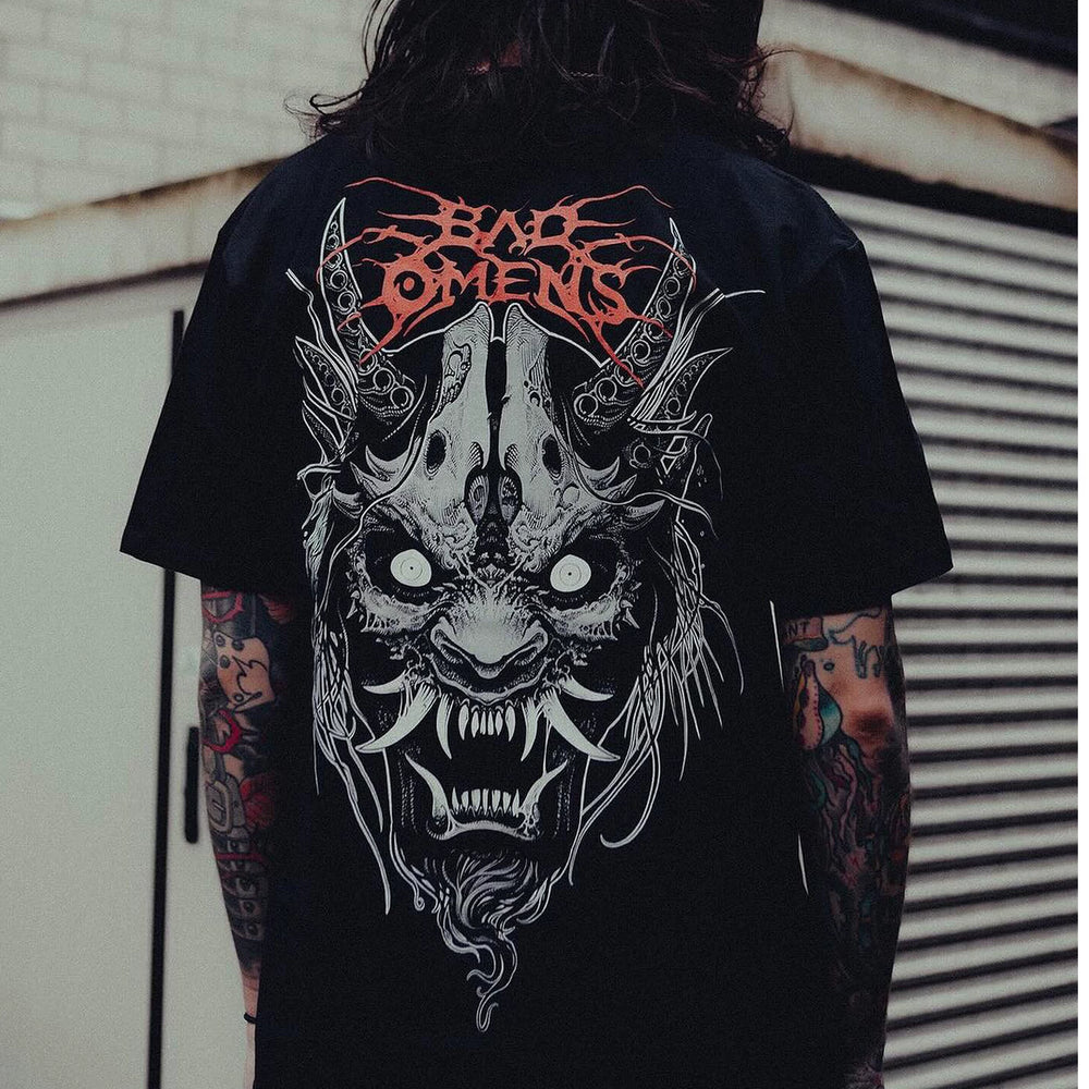 Original Trendy Brand Design American Trendy Hip Hop Retro Dark Prajna Tattoo Artist Short Sleeve Pure Cotton T-shirt for Men and Women