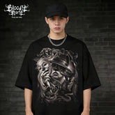 Original American street retro Chicano West Coast pure cotton heavyweight niche hip-hop tattoo artist trendy T-shirt print
