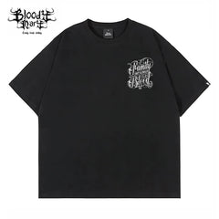 American street flower font short sleeved loose cotton heavyweight niche hip-hop tattoo artist trendy T-shirt family oriented