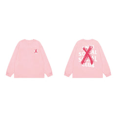 Anti Social Social Club X-Cross Red Logo Long Sleeve T-Shirt - Pink