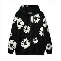 Denim Tears Cotton Wreath Full Zip-Up Hoodie - Black