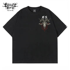 American street retro floral font short sleeved loose cotton heavyweight niche hip-hop tattoo artist trendy T-shirt