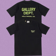 Gallery Dept. Hollywood Logo Short Sleeve T-Shirt - Black/Neon Green