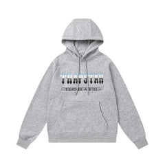 Trapstar Style Autumn/Winter Blue, White & Black Gradient Logo Hoodie - Heather Grey