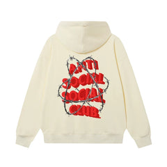 Anti Social Social Club Barbed Wire Logo Hoodie - Cream